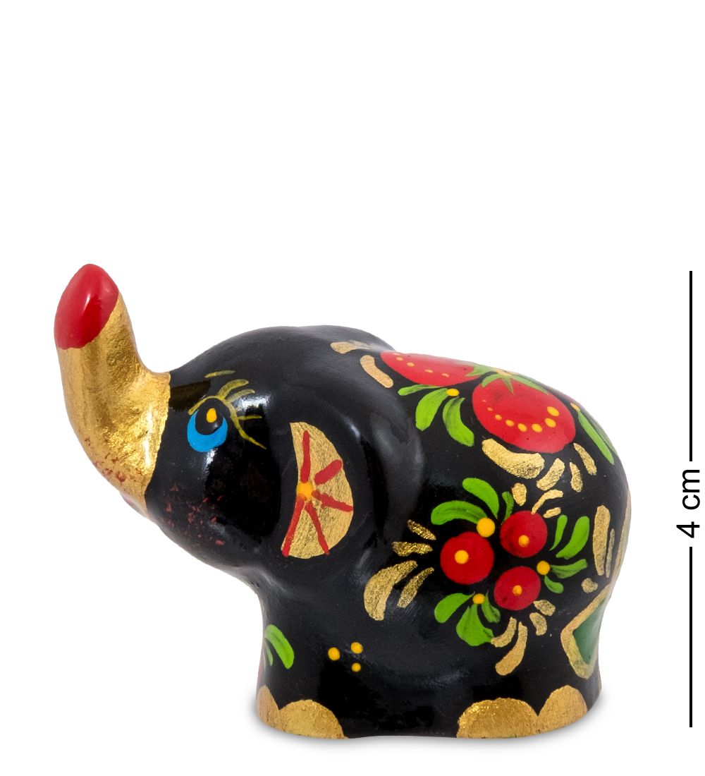ГЛ- 969 Фигурка «Слоник» хохлома (Гжельский фарфор)