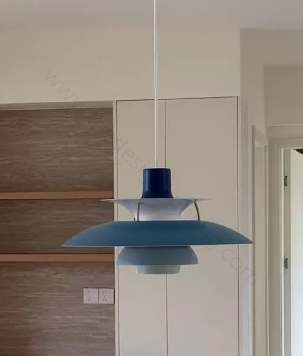 Pendant design lamp PH 5 by Louis Poulsen (Blue)