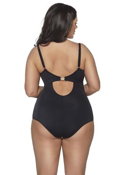Совместный купальник с чашками +size и лентами из люрекса (Размер: 80K) (Цвет: черный)
