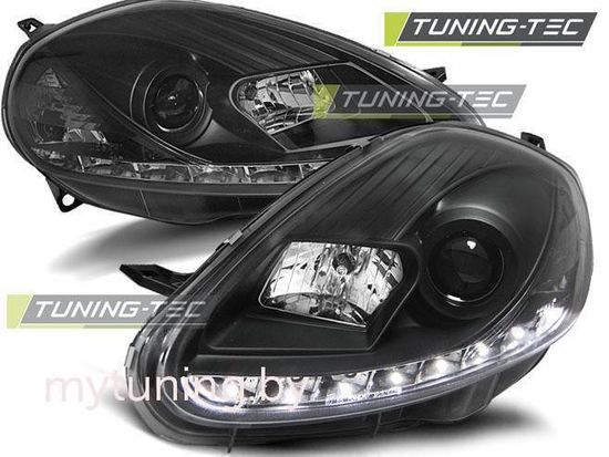 Передние фары Fiat Grande Punto daylight black
