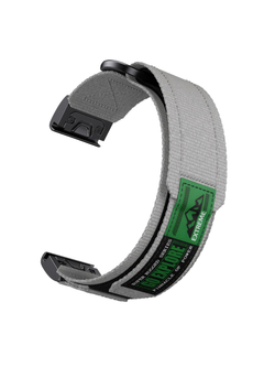 Нейлоновый ремешок 26 мм для Garmin (циферблат 51мм) QuickFit на липучке (Серый металик)