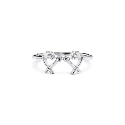 Кольцо из серебра с бриллиантом, Tiffany 💠 Любящие сердца.