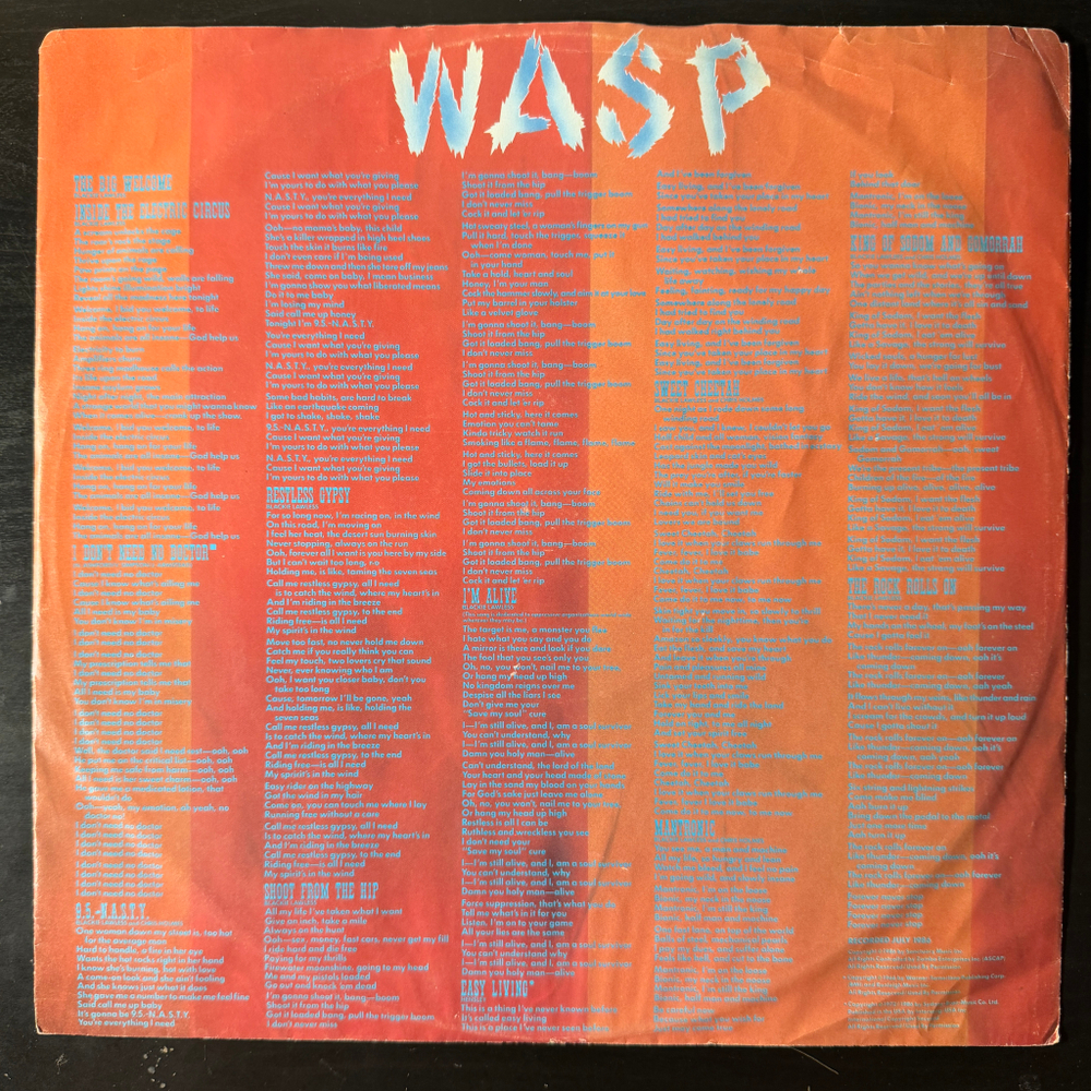 W.A.S.P. ‎– Inside The Electric Circus (Канада 1986г.)