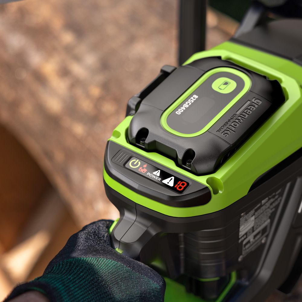 Цепная пила аккумуляторная Greenworks OCS800, 82V, 5,0 кВт, 50 см, бесщеточная, с АКБ 5Ач и ЗУ (2009707UB)