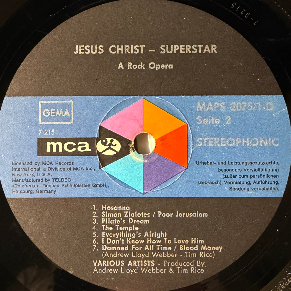 Jesus Christ Superstar 2LP (Германия 1970г.)