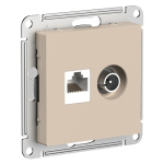 ATLASDESIGN РОЗЕТКА двойная ТВ + компьютерная RJ45 кат. 5e, механизм, ПЕСОЧНЫЙ