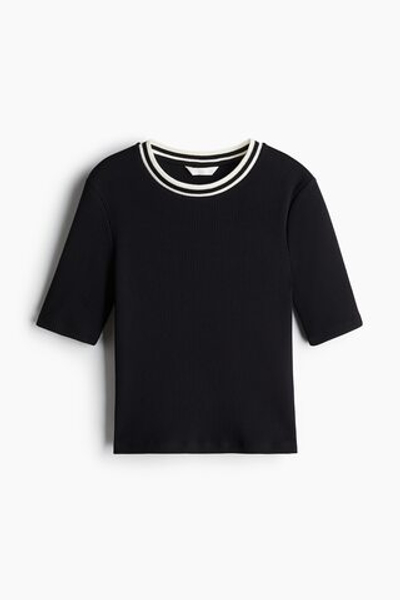 Облегающая футболка — Чёрный — H&M 1280951