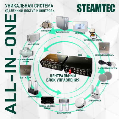 Steamtec TOLO MOMENT 60 - 6 кВт парогенераторы для хамама и турецкой бани / Серия PLATINUM со встроенной музыкой, пультом на 9-ти языках и возможностью монтажа без термодатчиков