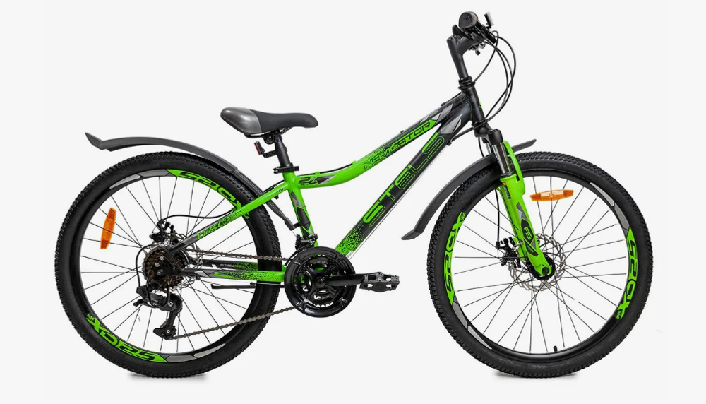 Велосипед 24" Stels Navigator-410 MD  21ск. р.12" Чёрный/зелёный