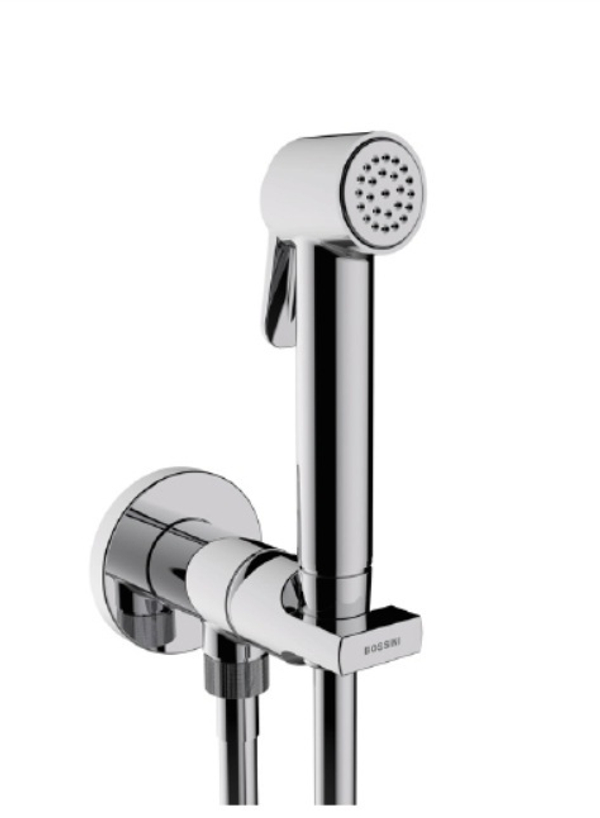 Bossini Mono Paloma Brass Mixer Set гигиенический комплект: смеситель монокомандный, душ с кнопкой подачи воды, шланг 1250 мм, хром