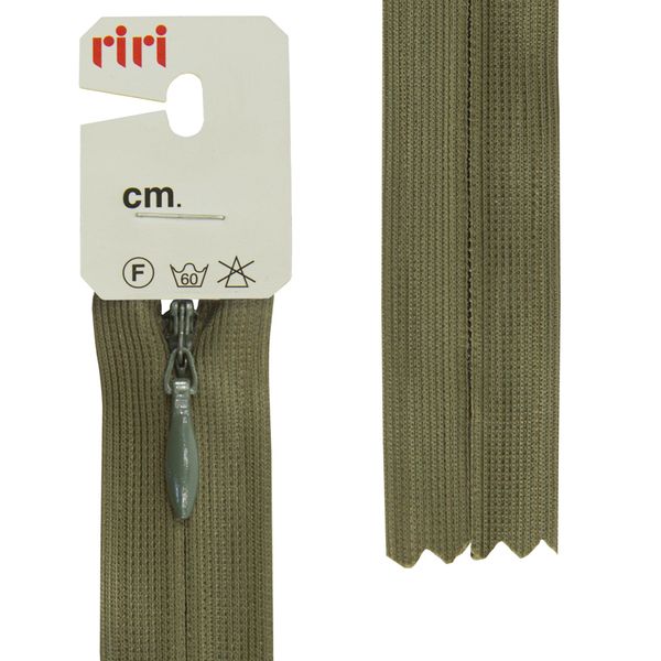 Молния потайная (скрытая) RIRI Т3 (3 мм) 1 зам., н/раз., 60 см, цв.2827, хаки, 10 шт