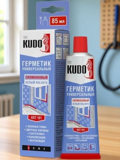 Герметик силиконовый универсальный белый, в тюбике 85 мл, KUDO