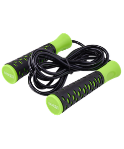 Скакалка RP-103 PVC, с нескользящей ручкой, 3,05 м, черный/зеленый