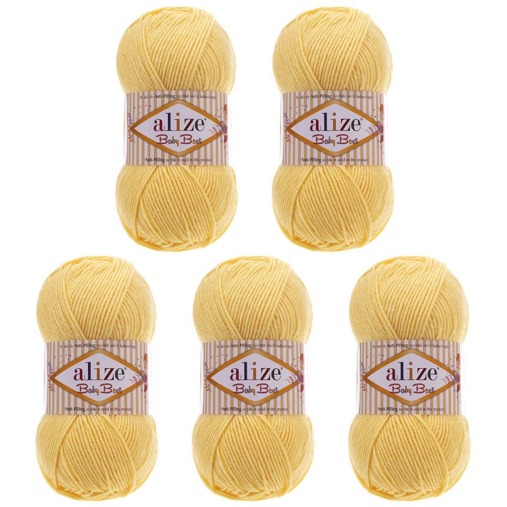 Пряжа Alize (Ализе) Baby Best / уп.5 мот. по 100 г, 240м, 250 светлый лимон A