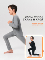 Термобелье детское двухстороннее LEGENDA Elite с длинным рукавом черное/серое