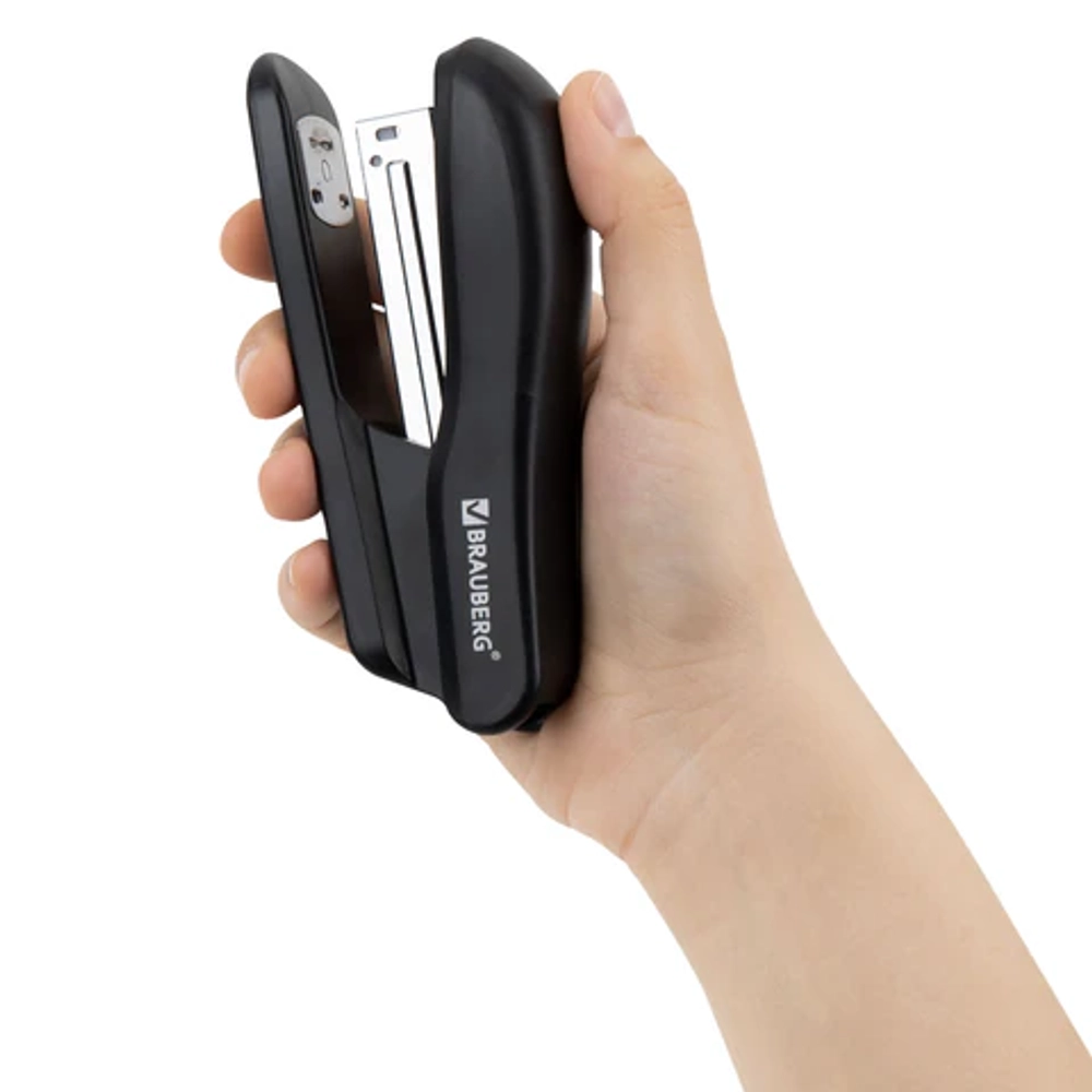 Степлер №24/6, 26/6 BRAUBERG "SX-39", до 25 листов, черный