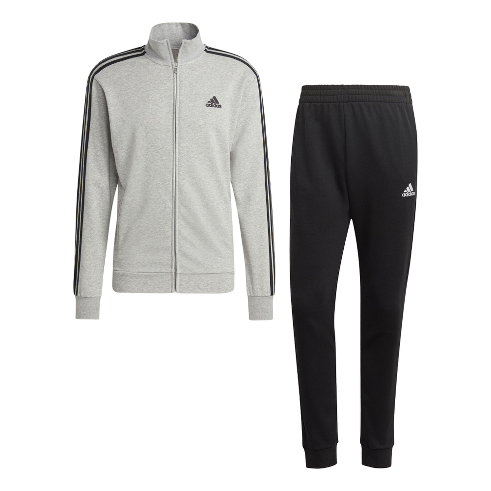 Мужские теннисные Костюмы adidas Sportswear Basic 3-Stripes French Terry Tracksuit Men - Grey, Black