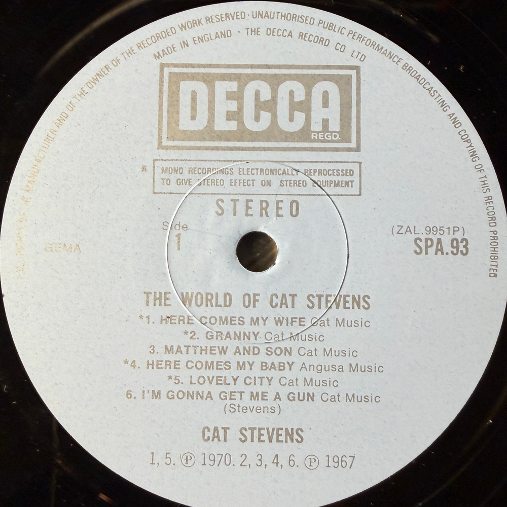 Cat Stevens ‎– The World Of Cat Stevens (Англия 1970г.)
