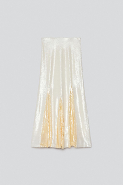 ZARA X BAISI GUADAGNINO ЮБКА С ПАЙЕТКАМИ, БЕЛЫЙ