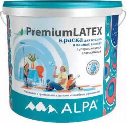 Краска Alpa Premium Latex для кухонь и ванных комнат супермоющаяся влагостойкая 5л