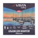 Альбом для акварели 300 г/м², 25х25 см, склейка с одной стороны 12 л, 25% хлопок, мелкозернистая, Vista-Artista WCCH-2525