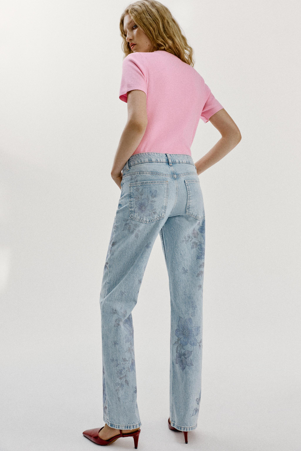 ДЖИНСЫ Z1975 STRAIGHT LONG-LENGTH С ЦВЕТОЧНЫМ ПРИНТОМ — ZARA