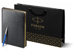 Подарочный набор: Шариковая ручка Parker Jotter Originals Blue Chrom CT, стержень: Mblue  и Ежедневник черный недатированный