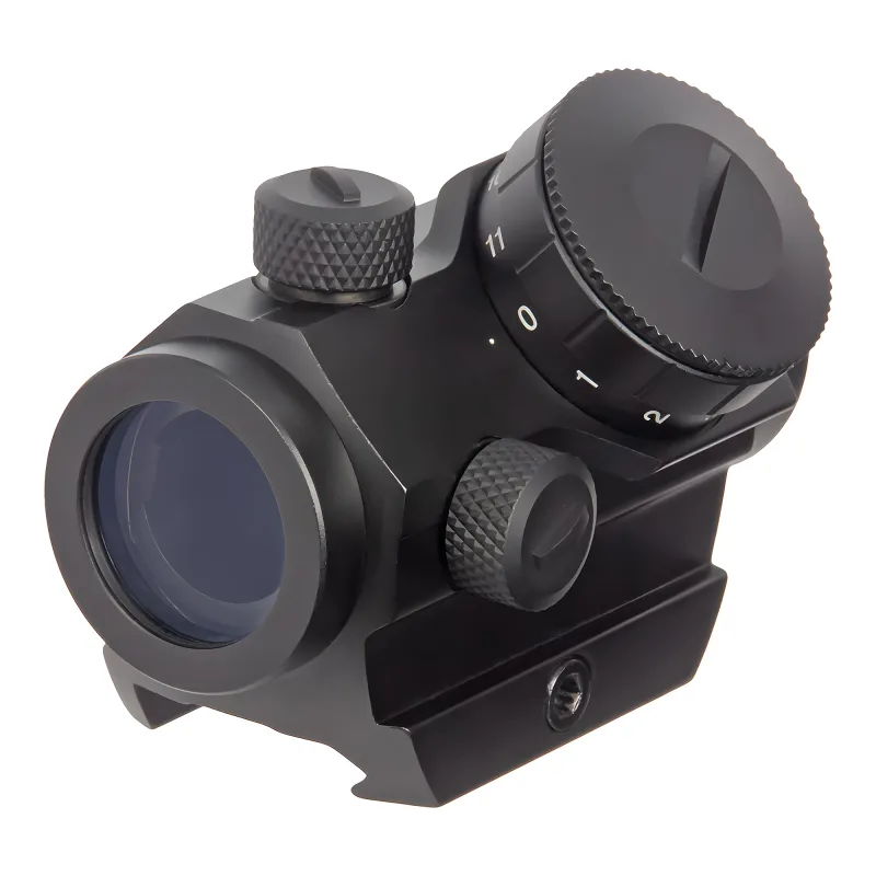 Коллиматор Target Optic 1x20, Weaver, красная марка, точка 2 MOA, проставка - вид справа на низком креплении