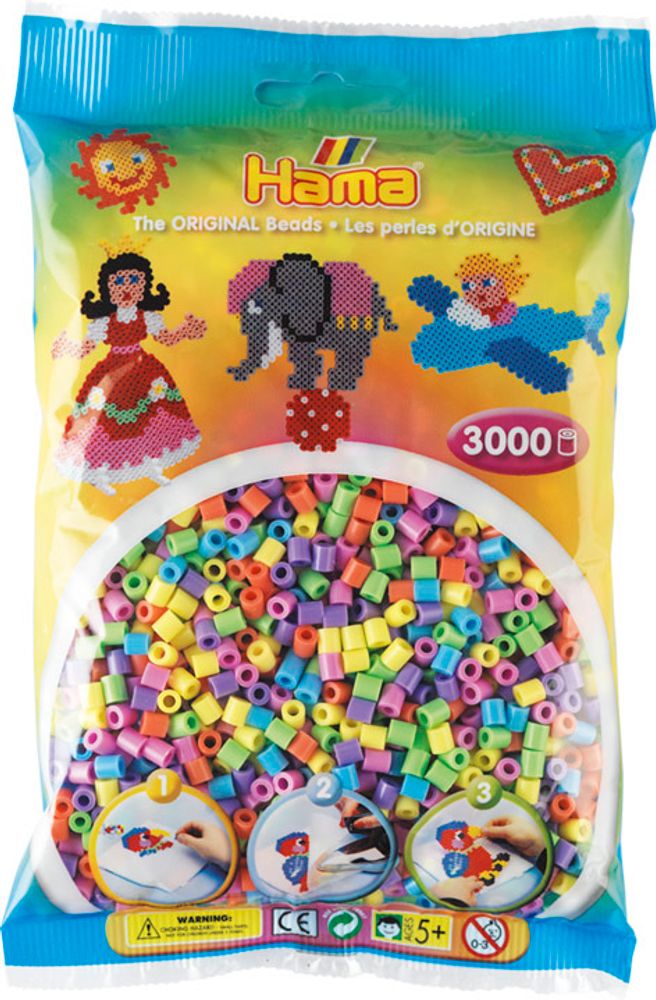 Hama Бусинки для термомозаики Midi пастельные, 3000 шт. (201-50)