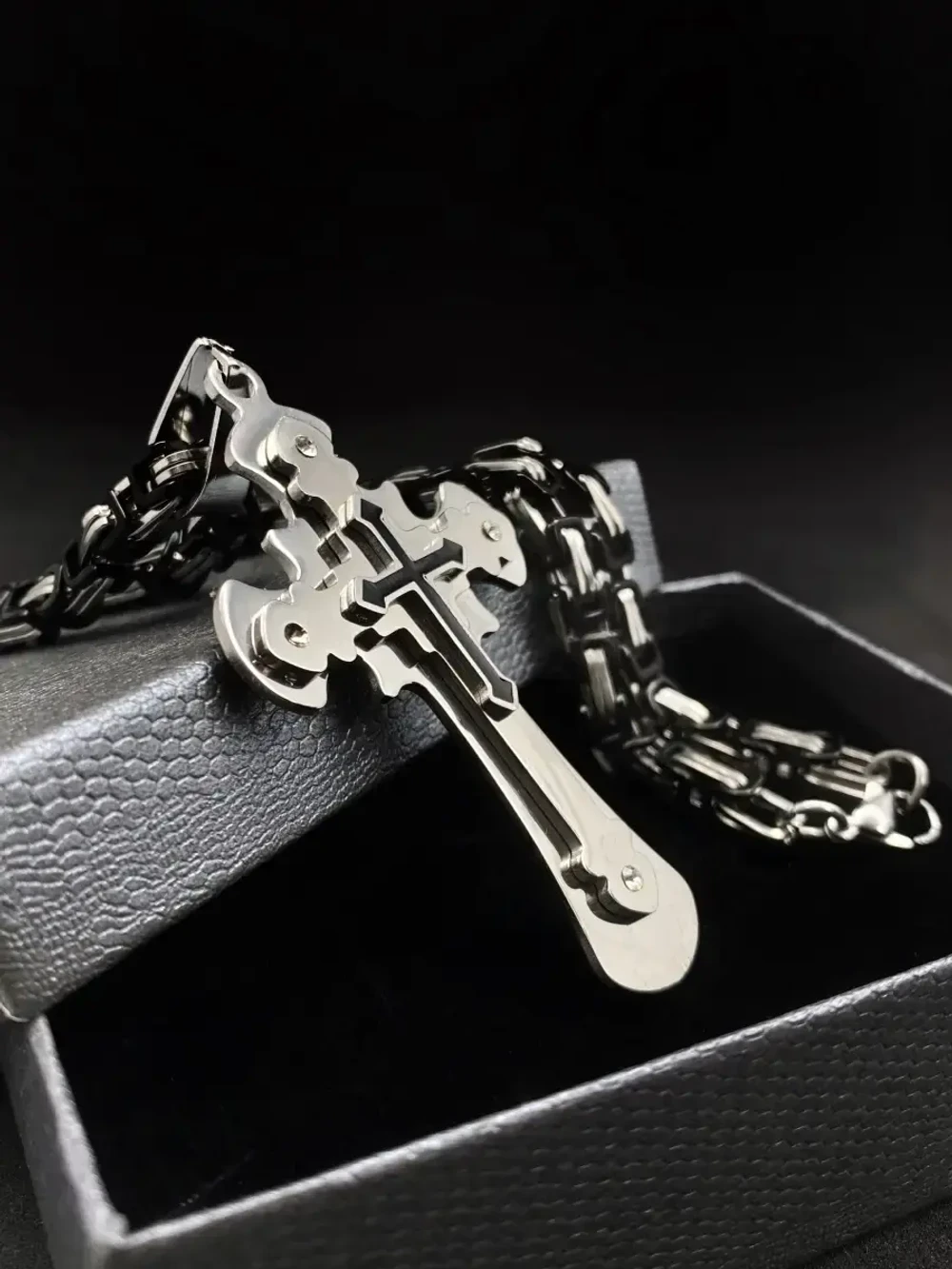 Цепь Steel Rage с крестом, серебристая, 55 см