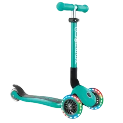 Skuter Globber Junior (Qatlanan, işıqlı, mavi)