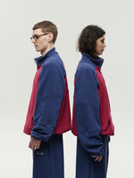Drawstring Half-Zipped Sweatshirt Raspberry-Navy Smoke