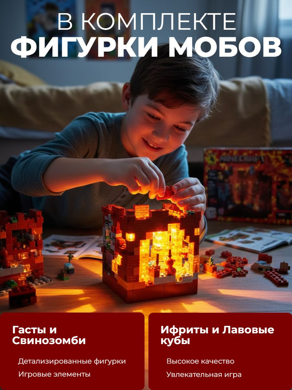 Конструктор Minecraft Подземная крепость с LED-подсветкой