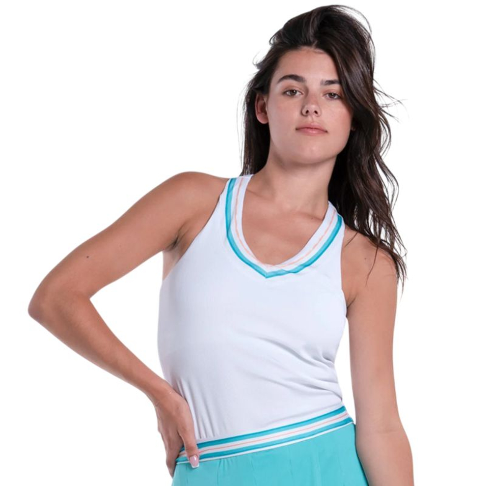 Женский топ теннисный Lucky in Love Oasis Stripe - white