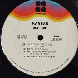Винтажная виниловая пластинка LP Kansas Masque (USA 1975)