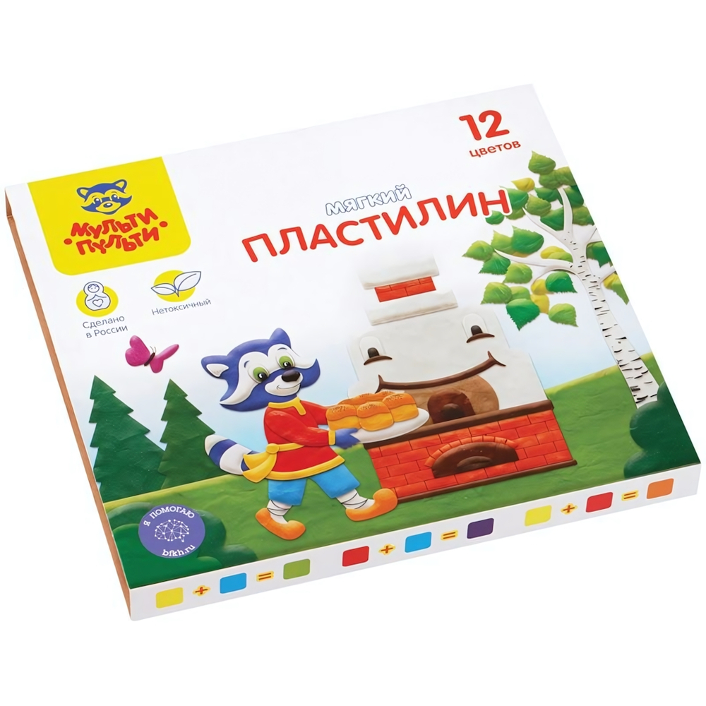 Пластилин мягкий 12цв. 144г. "Енот в сказке" со стеком (Мульти-Пульти)