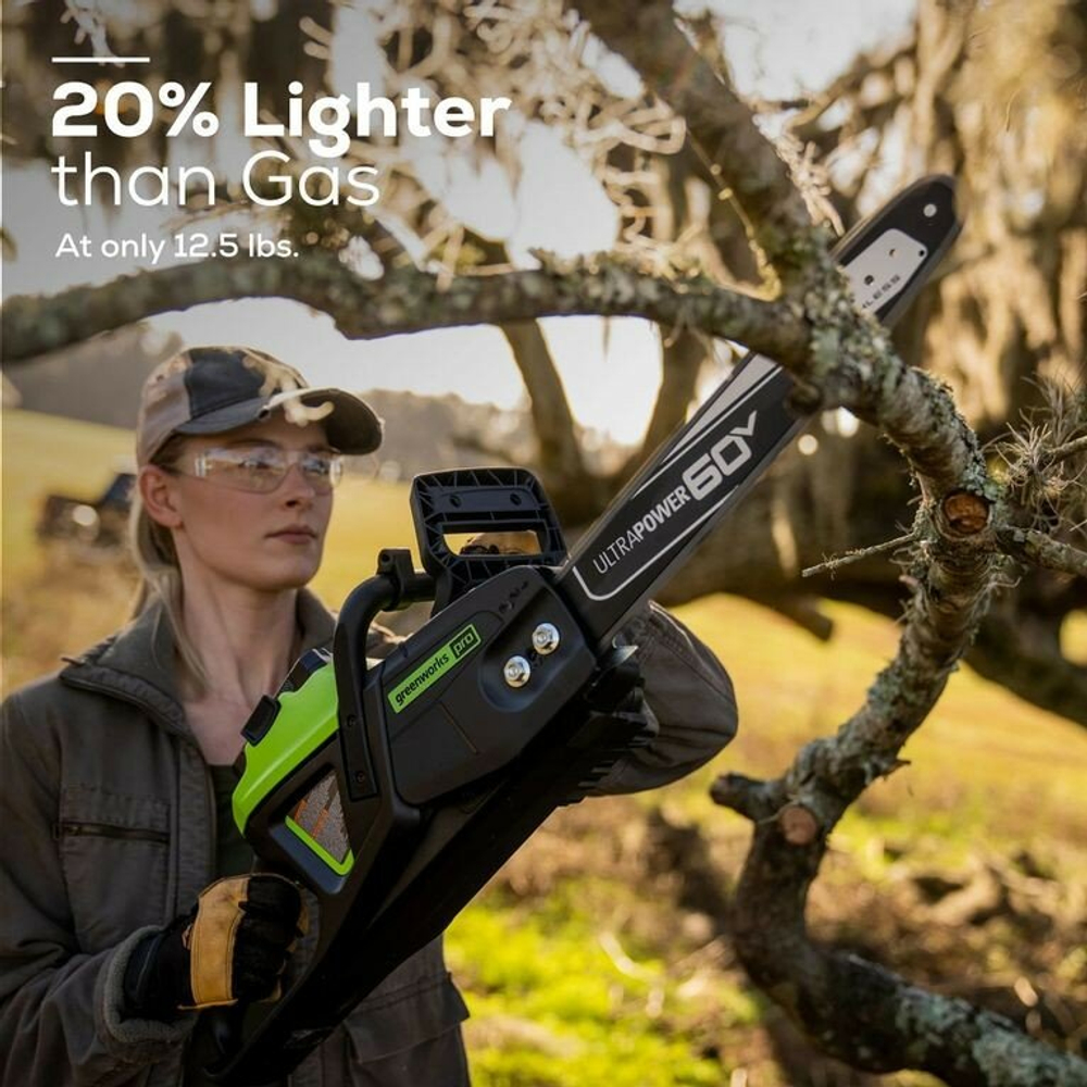 Цепная пила аккумуляторная GreenWorks GD60CS25, 60V, 40 см, бесщеточная, 2500 Вт, без АКБ и ЗУ (2008907)