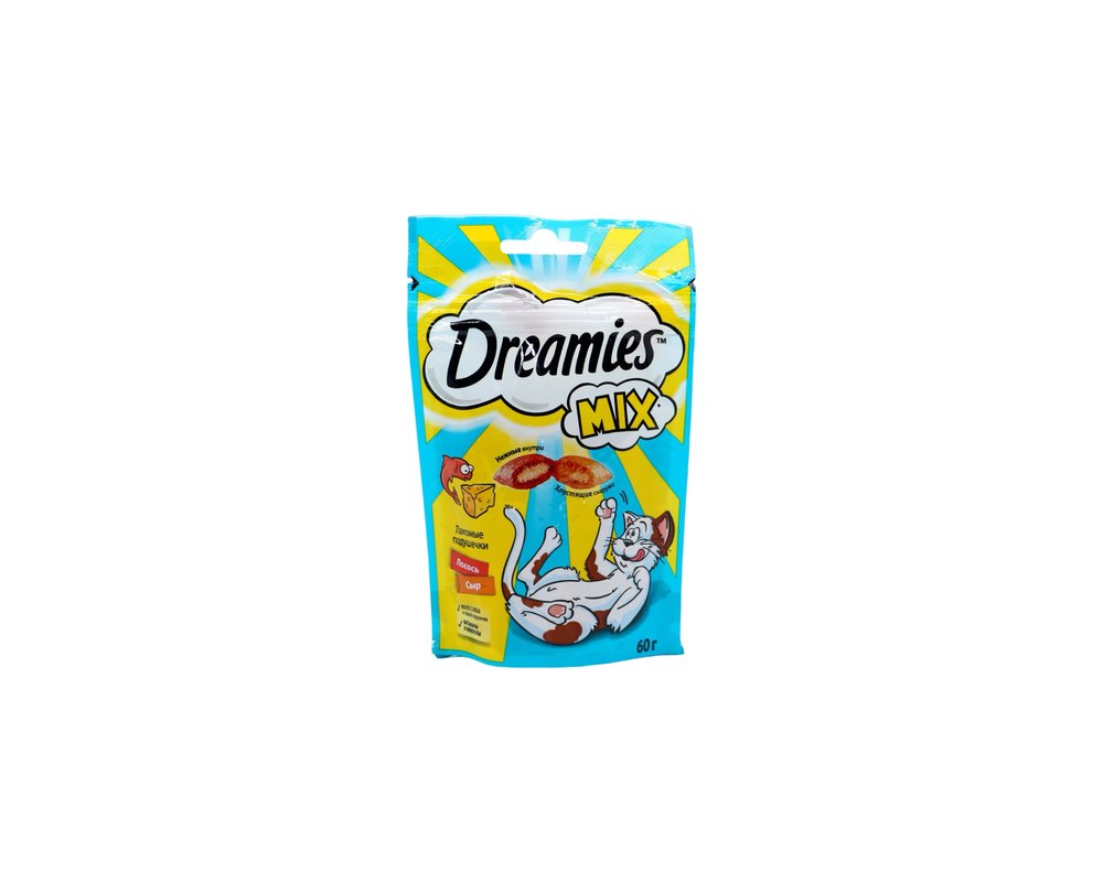 Лакомство для кошек Dreamies микс лосось сыр 60гр