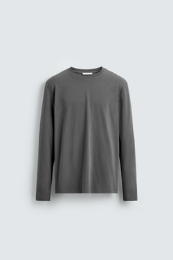 ZARA БАЗОВАЯ ФУТБОЛКА SLIM FIT, СЕРЫЙ