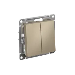 Выключатель двухклавишный Systeme Electric AtlasDesign Шампань ATN000551
