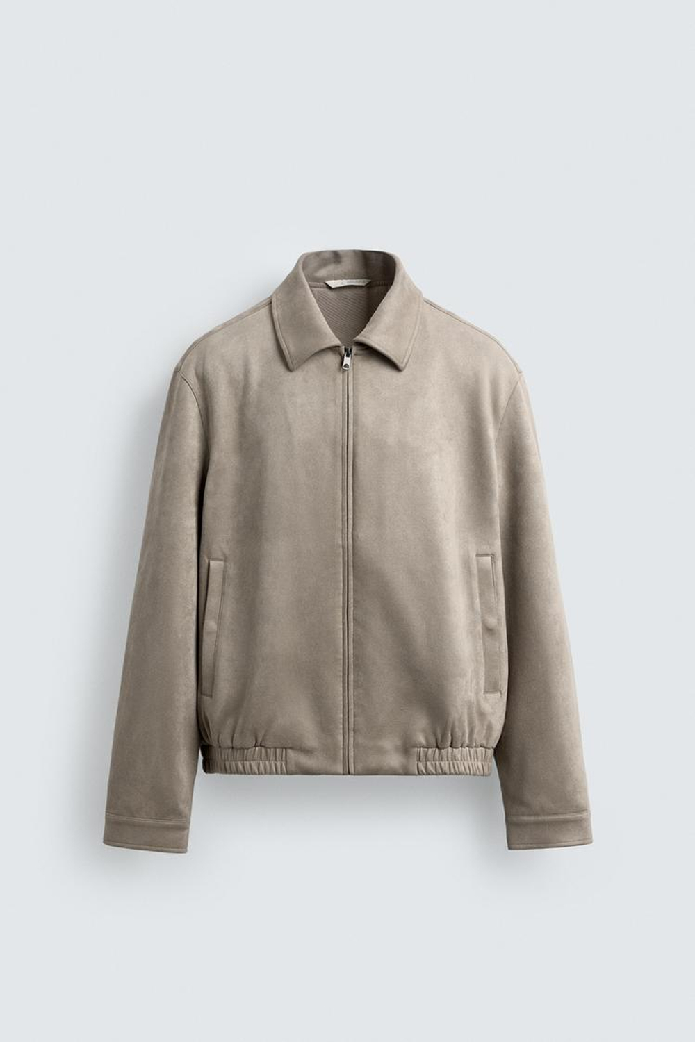 ZARA КУРТКА ИЗ ИСКУССТВЕННОЙ ЗАМШИ, СВЕТЛО-СЕРЫЙ