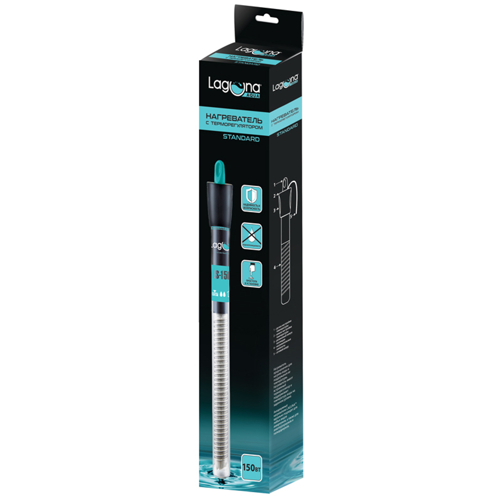 Нагреватель с металлической спиралью Standard LS150W, 150Вт, d22*280мм, Laguna AQUA