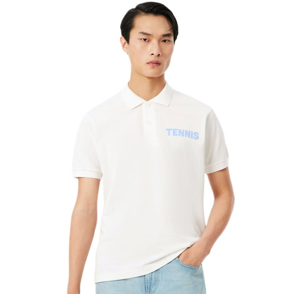 Теннисное поло Lacoste Classic Fit Printed Petit Piqu_ - white