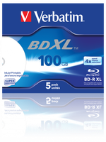 Оптический диск Verbatim BD-R XL 100GB 4X Super HardCoat Wide Inkjet Printable No ID, Jewel Case, 5
