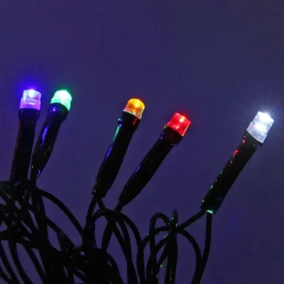 Гирлянда для улицы «Мерцание» 11м 120 ламп LED чёрный провод,1 реж.,IP-54, Мультицвет, белое мерцание (возможность соединения)