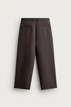 ZARA БРЮКИ RELAXED FIT СО СКЛАДКАМИ, СЕРО-КОРИЧНЕВЫЙ