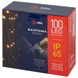 Гирлянда ЭРА ERAPS-BZ1 светодиодная новогодняя бахрома 2*0,7 м желтая 100 LED IP65 220 В | Профессиональное праздничное и новогоднее освещение
