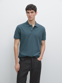 Massimo Dutti Поло из рельефного хлопка, бирюзовый