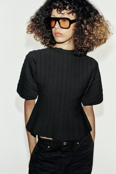 ТОП ИЗ ТРИКОТАЖА В РУБЧИК — ZARA