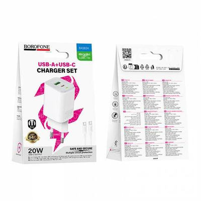 Зарядное устройство для Type-C Borofone BAS83A PD20W+QC3.0 (white)